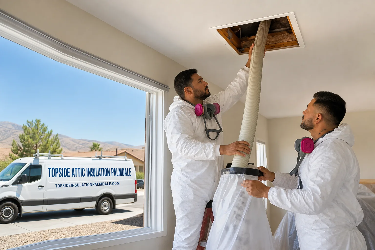 Topside Attic Insulation Palmdale insulation service vehicle and crew in Palmdale, CA